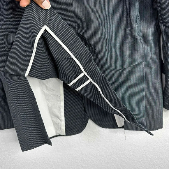 Club Monaco Blazer Men's Size 38 Black Pinstripe Linen Blend Career Casual - Picture 7 of 12